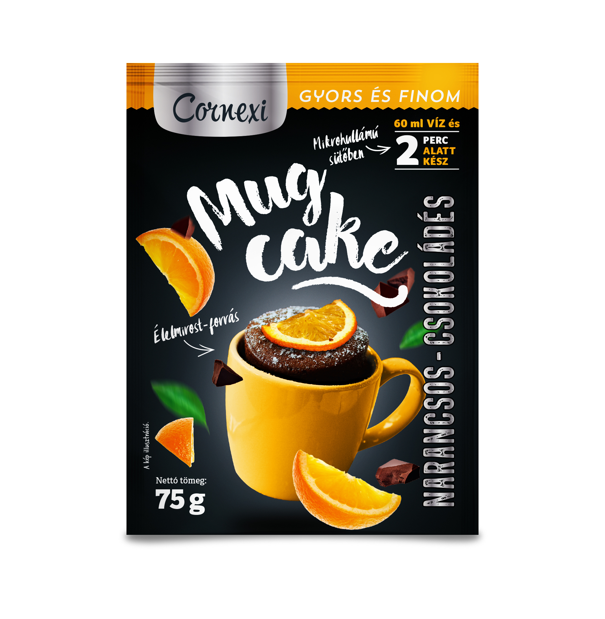 Cornexi Mug cake Csokoládés-narancsos alappor bögrés sütemény készítéséhez 75g